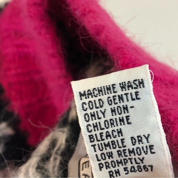 VINTAGE Venezia bright pink fair isle sweater faux mohair 1980s 18/20 - Picture 7 of 8